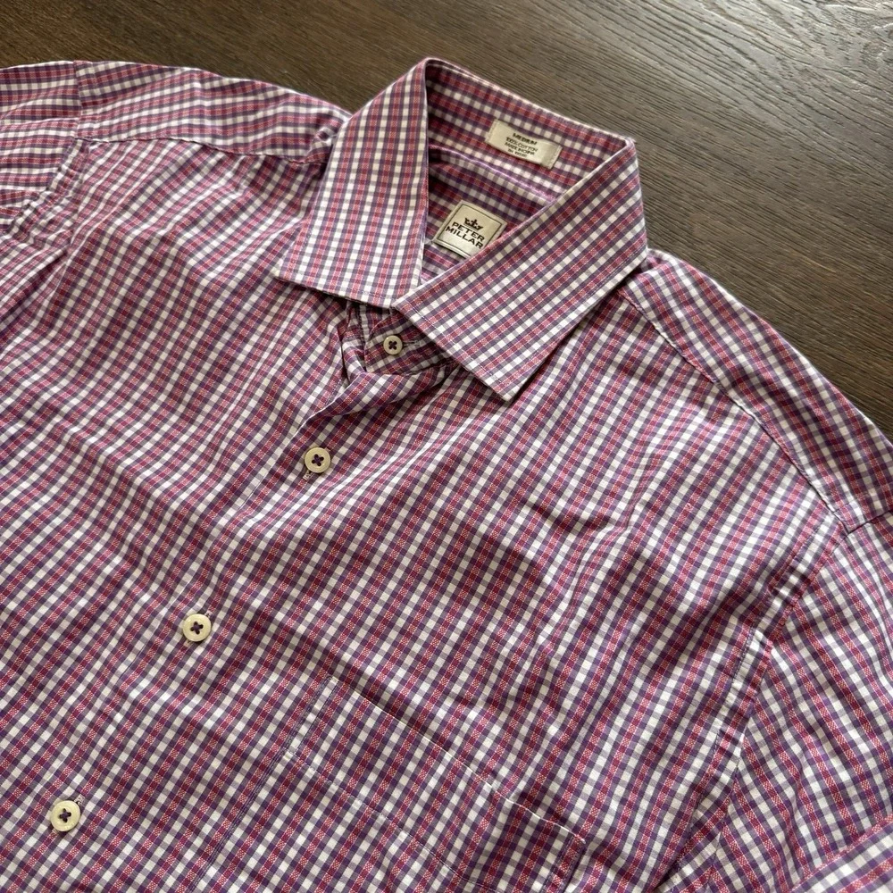 Peter Millar‎ Multicolor Pink Purple Button Up Shirt Mens Sz Medium